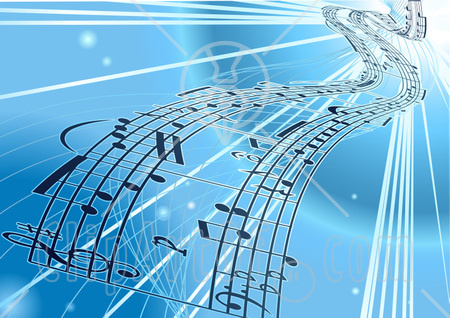 12027-Background-Of-Sheet-Music-Over-Blue-Clipart-Illustration